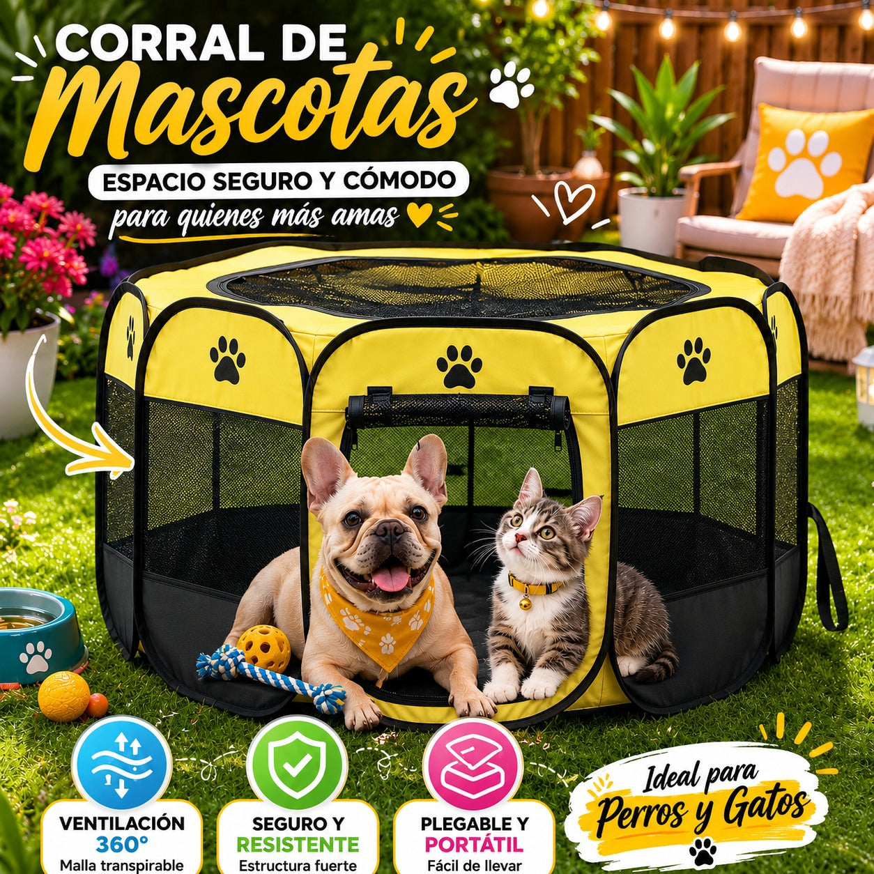 Corral para mascotas plegable