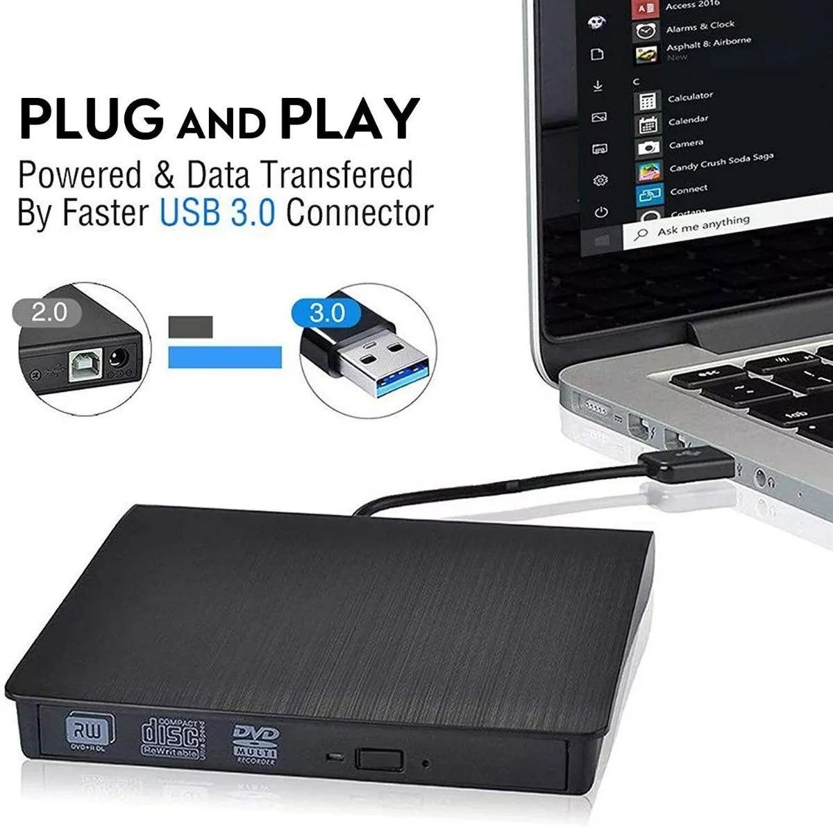Unidad Cd Dvd Externa Usb 3.0 Alta Velocidad